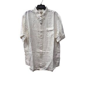 New J.CREW Men's Size XXL Tall White 100% Linen  Button-Up Shirt